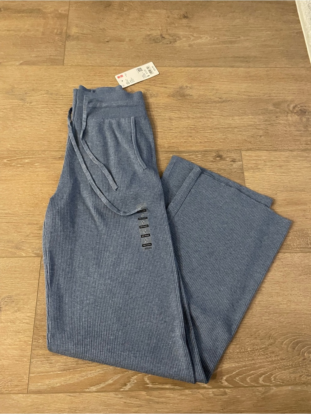 Uniqlo Ribbed Wide-Leg Lounge Pants in Dusty Blue - NWT Small